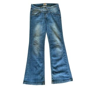 ANTIK DENIM JEANS. LO RISE FLARES. STITCHING DETAIL & DISTRESSED. Size 25.
